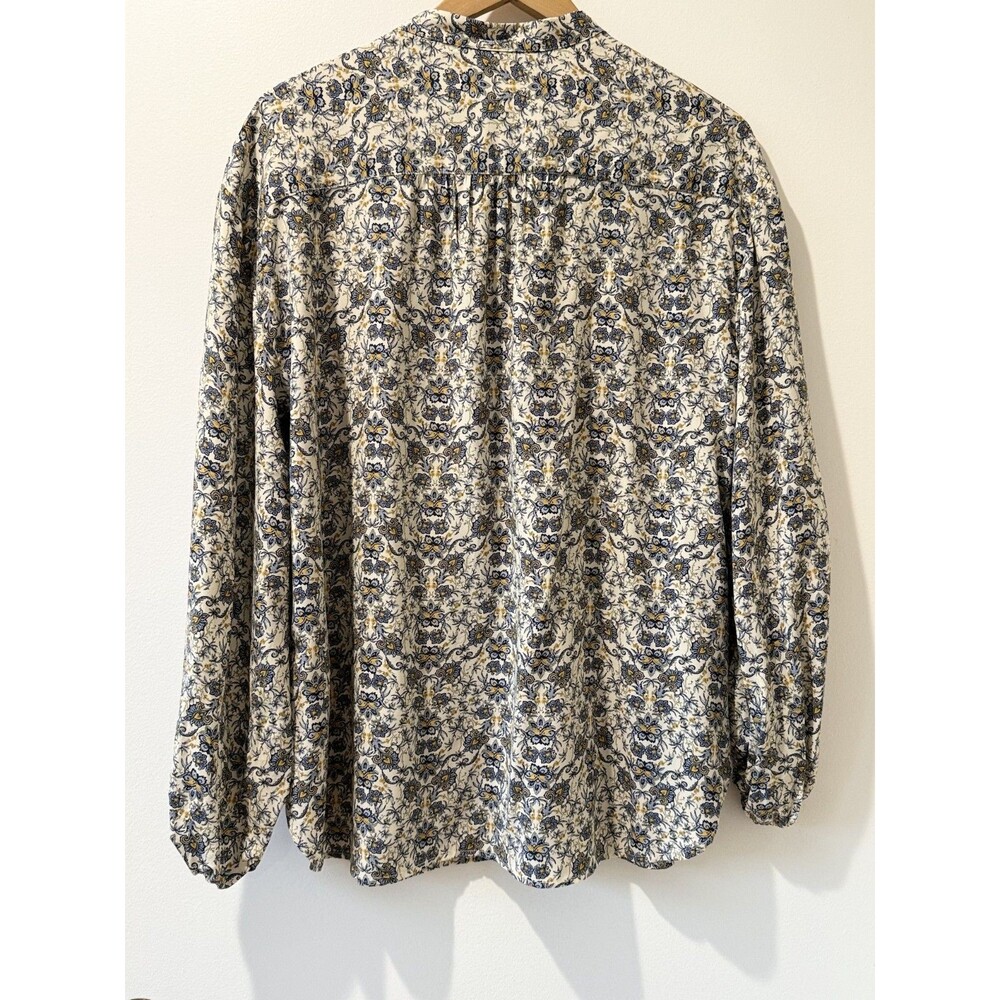 NWT Max Studio Floral  op Womens Sz L 3/4 Sleeve Button Peasant Resort Scandi - Picture 2 of 10